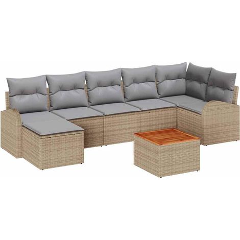 Gartensofa-set 8 pcs Beige und Hellgrau Poly-Rattan (1/5)