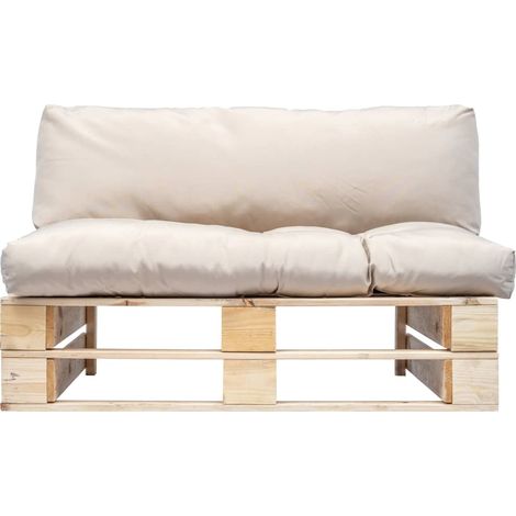 Maison Exclusive - Outdoor-Sofa Paletten mit Kissen in Sandfarben