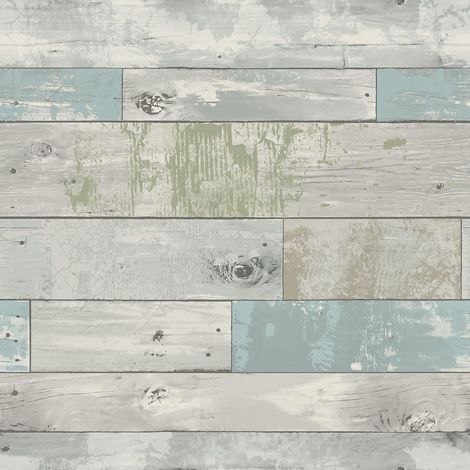 Papier peint à panneaux de bois vieilli Dean de Brewster 2532-20416, bleu (1/5)