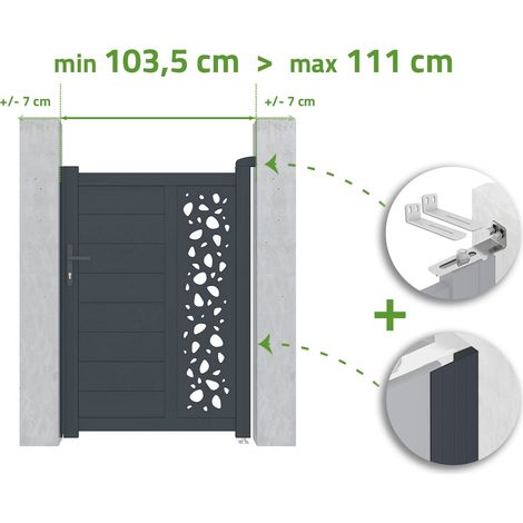 Portillon ajustable en largeur SUNNY 1m H.140cm Aluminium Gris Anthracite (1/4)