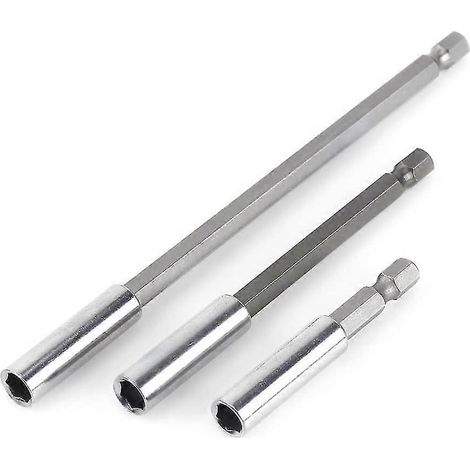 Ensemble de 3 porte-embouts hexagonaux pour perceuse électrique (60/100/150 mm) avec rallonge et support magnétique. (1/5)