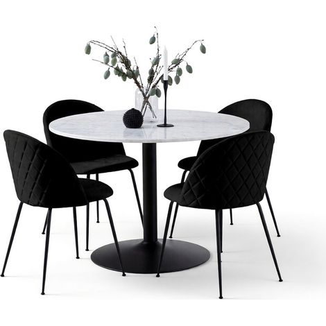 Conjunto de mesas y sillas para comedor Norsica 351, Negro, 75x0x0cm, Diámetro: 110, Número de asientos: 4, Estilo: Clásicomoderno