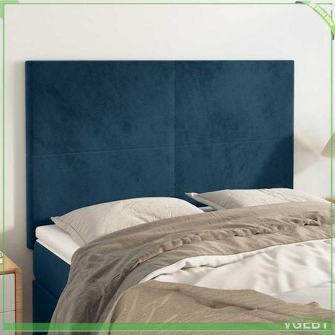 Tête de lit - 3116104 - Velours doux - Bleu foncé - Hauteur réglable (1/5)