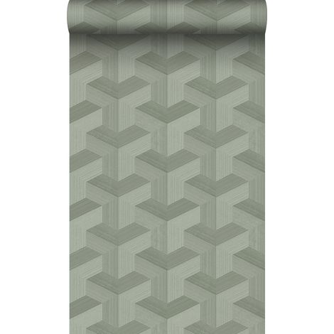 papier peint graphique 3D vert grisé  - Origin Wallcoverings (1/5)