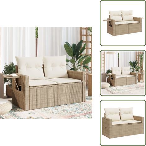 Canapé de jardin avec coussins 2 places beige résine tressée - Canapé De Jardin - Salon De Jardin - Meuble De Jardin - Résine Tressée - Rotin Synthétique (1/5)