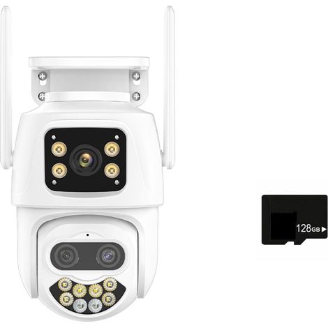 Caméra de sécurité à Domicile 4K 9MP caméra IP Trois objectifs 8X Zoom caméra PTZ extérieure 6MP HD AI Suivi Automatique caméra de sécurité P2P CCTV Surveillance(9MP Camera Add 128G) (1/5)