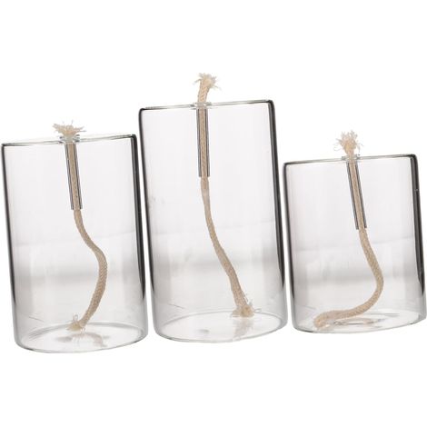 3pièces Bougies à Huile Verre Rechargeables Bougeoir Transparent pour Centre de Table Mariage Restaurant Entonnoir et Mèche Inclus (1/5)
