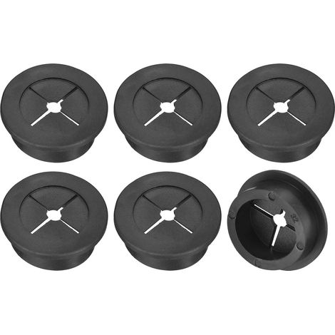 6 Pcs Passe-Câble pour Cordon, 32mm Passe-Câble de Bureau en Caoutchouc Flexible Grommets de Fil Cache-Trou pour Bureau Organisateur de Câbles d'Ordinateur, Noir (1/5)