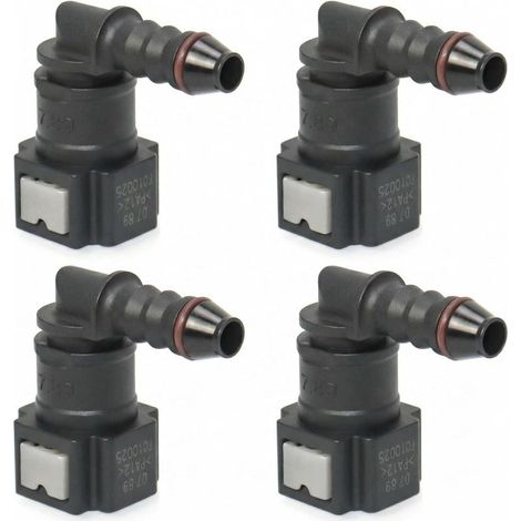 Lot de 4 Connecteur de Tuyau de Carburant de Voiture, Raccord durite essence, connecteur rapide à 90 degrés, plastique 7.89mm Connecteur ID6 (1/5)