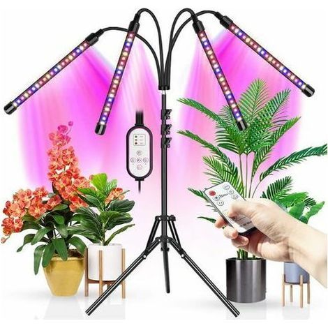 Tigrezy LED-Pflanzenlampen mit Stativ für Zimmerpflanzen, 80 LED-Stehlampen mit Vollspektrum und zwei Zeitschaltuhren (1/5)