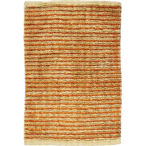 STABILOVE LIGNE - Tapis en jute et coton beige et orange 60x90 (1/2)