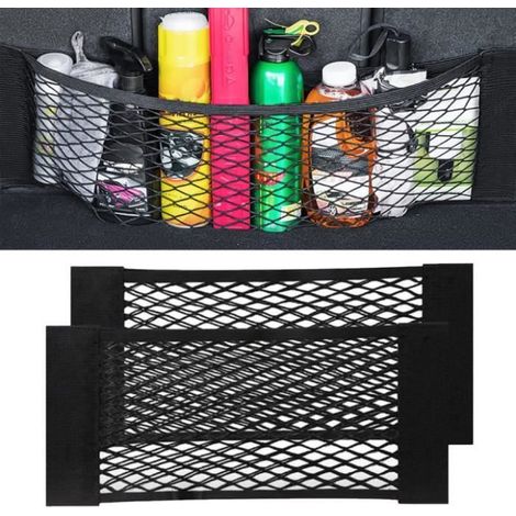 Filet Coffre Voiture, 2 Pièces 60 x 25 cm, Bouteilles, épicerie, Stockage (1/4)