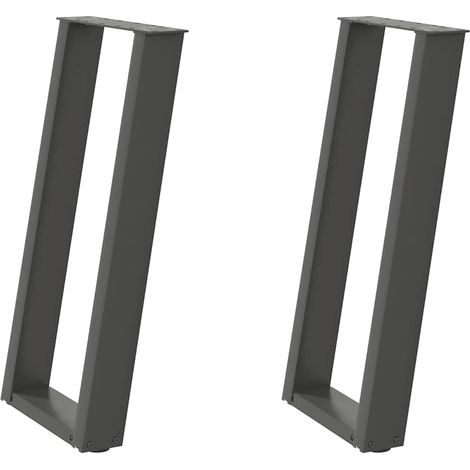 Set di 2 gambe per tavolo consolle a forma di U 38 x 72 cm con livellatore regolabile design moderno in acciaio antracite 020057064