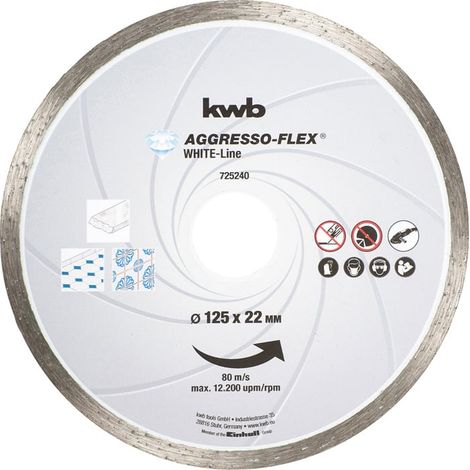 Kwb disco da taglio diamantato filo continuo white line 230x22 mm per smerigliatrice ideale per piastrelle travertino marmo (1/5)