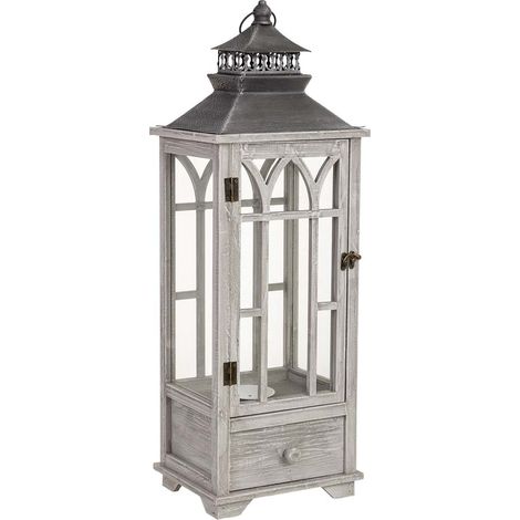 Farol de madera 26x21x75h cm