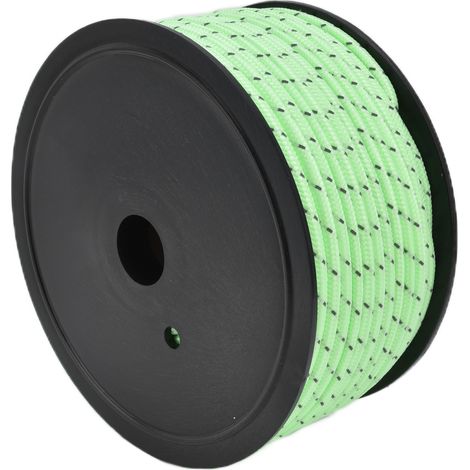 Corde en nylon réfléchissante de 50 m et 5 mm d'épaisseur, fluorescente, pour étendre le linge lors de vos activités de camping en plein air. (1/5)