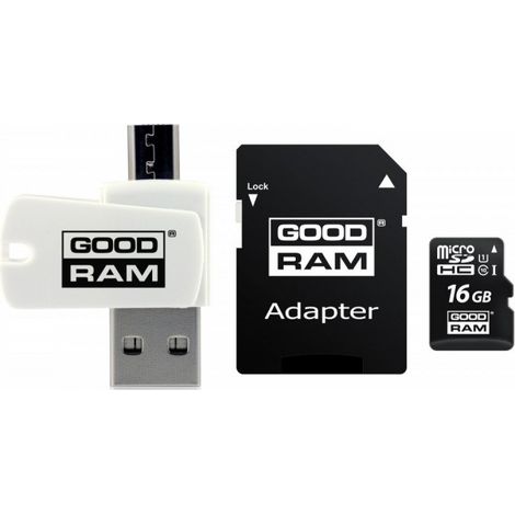 Carte mémoire microSDHC GOODRAM 16 Go M1A4 UHS-I + adaptateur (1/2)