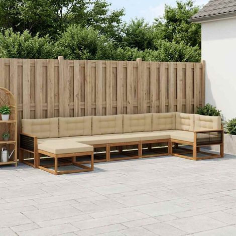 vidaXL Outdoor-Sofagarnitur mit Kissen 7 pcs Natur und Beige (1/5)