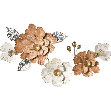 Decoración de pared moderna pieza de arte con hojas flores hecha a mano hierro multicolor Caesium (1/5)