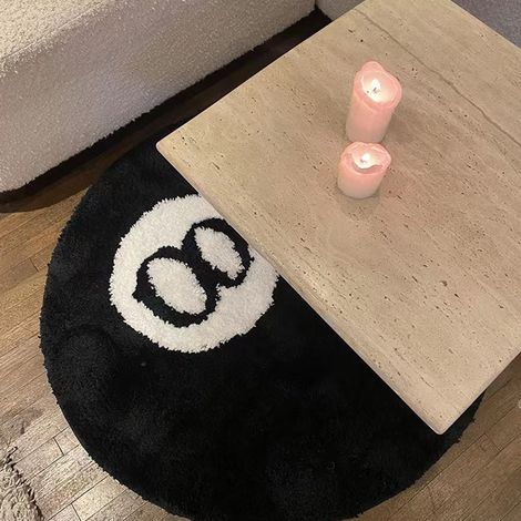 Tapis noir floqué simple, taille 8, pour salon, canapé, table basse, bureau, chambre, chevet, résistant aux taches, tapis antidérapant, 6060cm. (1/4)