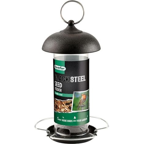 Gardman Black Metal Steel Seed Wild Bird Hanging Garden Feeder A01172