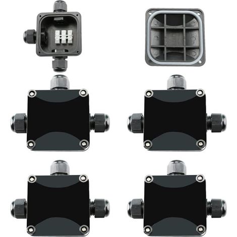 Pack Waterproof Outdoor Electrical Junction Box, IP66 Waterproof Connector 3 Way Connectors Outdoor Electrical Enclosure Ø 5.5mm-10.2mm. 3 PG9 cable, made of black plastic (1/5)