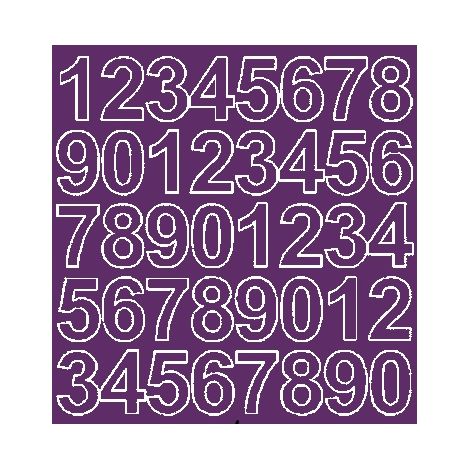 Pegatinas autoadhesivas con números de 3,5 cm, color morado mate.