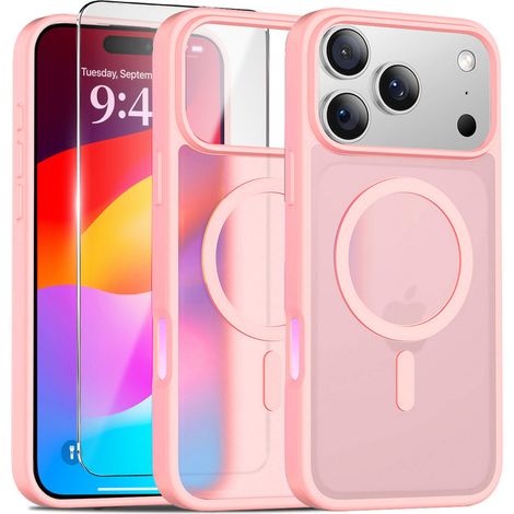 Set di custodie opache per iPhone 17 Pro compatibili con MagSafe, rosa opaco + pellicola protettiva per lo schermo. (1/5)