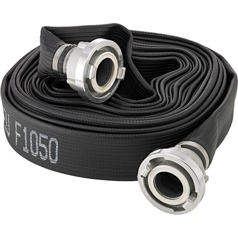 Fortis Mehrzweckflachschlauch gummiert, schwarz, C/52mm, STORZ Kupplungen 10m