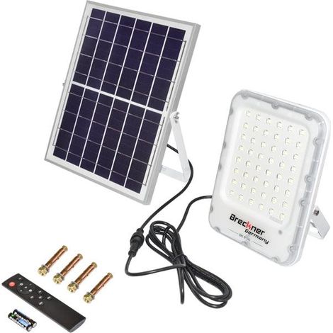 Proiettore LED da 100W con pannello solare policristallino da 12W, telecomando e batteria inclusa (1/5)