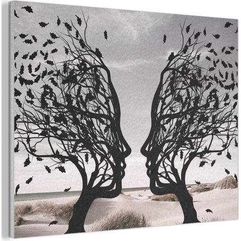 Acoustic Felt Wall Art Beach - Sea - People - Tree - Modern art 80x60 cm (1/5)