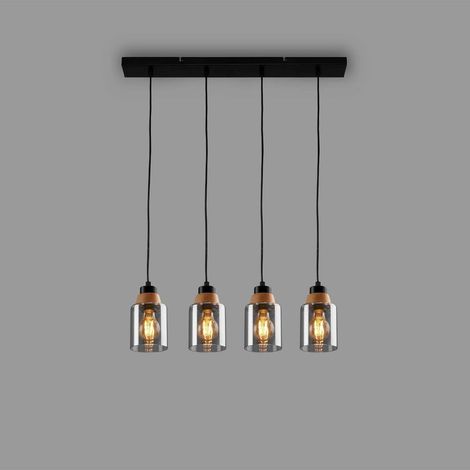 Lámpara colgante Royk 65 cm negro y vidrio ahumado 65 x 9,5 x 120 cm (1/2)