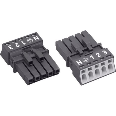 WAGO 890-205 Netz-Steckverbinder WINSTA MINI Buchse, gerade Gesamtpolzahl: 4 + PE 16 A Schwarz 1 St. (1/3)