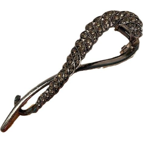 Clip retorcido con efecto diamante, clip retorcido ligero y lujoso, clip recto negro (1/2)