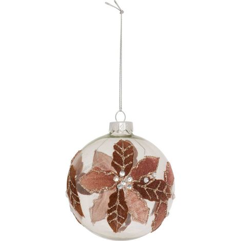 Palla di vetro corona foglie d.8cm marrone - Atmosphera créateur d'intérieur
