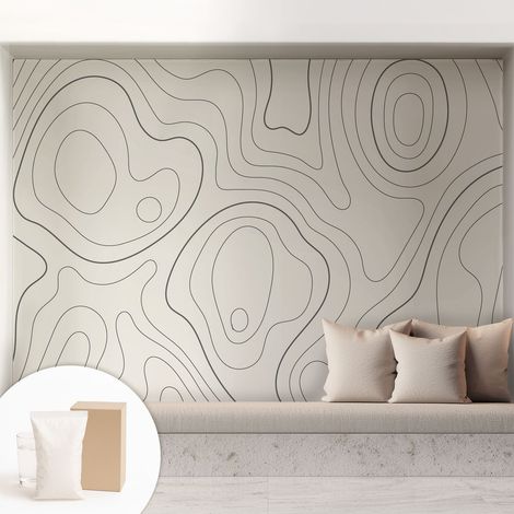 Papier peint intissé mural avec colle pour salon et chambre Décoration murale rapide - Colle incluse gratuite Lignes fluides 208x146 cm (1/5)