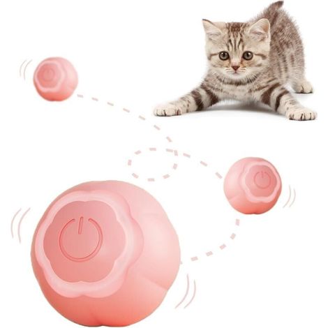 Interactive Cat Ball, Smart Indoor Cat Toy with Automatic Rolling, Changing LED Lights, 2 Modes, Type-C Rechargeable for Cats and Puppies, Pink (1/5)