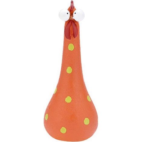Ornements en résine représentant des poules à long cou, décorations de jardin, artisanat en résine orange (1/5)