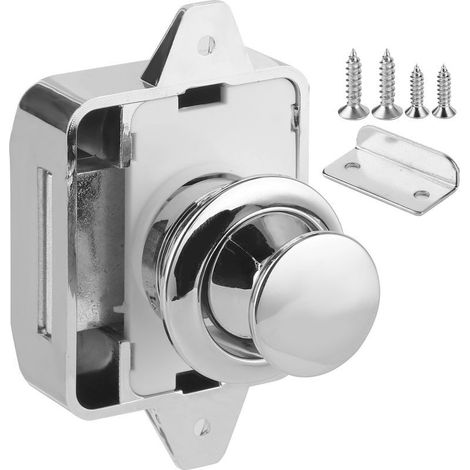 Verrouillage Bouton-Poussoir - Alliage Zinc ABS - Pour Tiroirs Meubles Bateau Camping-Car Yacht - Diamètre Trou 26 mm - Épaisseur Porte 15-27 mm - 1 Pièce (1/5)