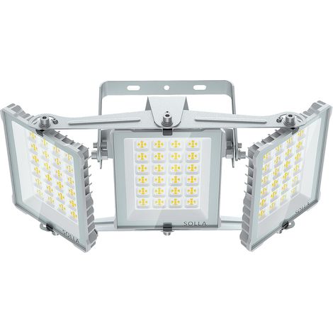 Projecteur LED extérieur 300W 2025 Plus Nouvelle Version Mis à Jour, 30000 LM, Blanc Lumière du Jour 6000K, Étanche IP66, 3 Têtes Réglables, Éclairage de Sécurité Extérieur pour Cours, Gris (1/5)