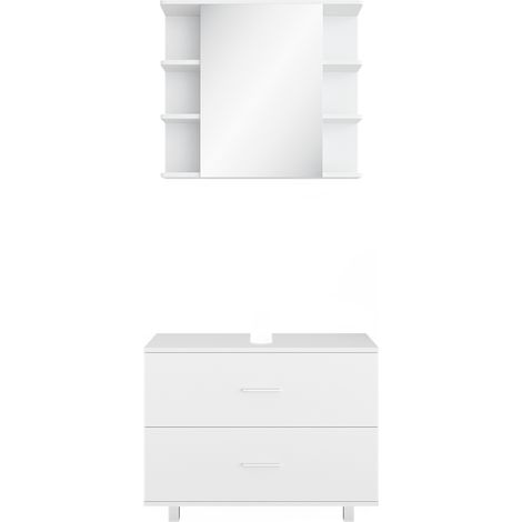 Set mobili bagno Ilias, Bianco, 2 parti, mobile base 80 cm, Vicco