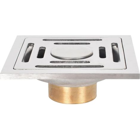 Siphon de sol carré, siphon de sol anti-odeurs en acier inoxydable, filtration double couche, couvercle amovible, 10×10 cm (1/5)