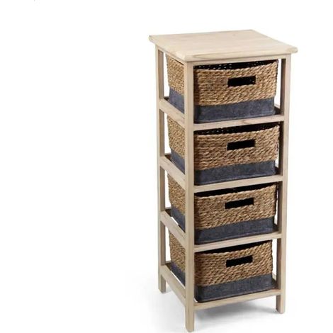 Cassettiera in legno 4 cassetti 33x31x83 cm