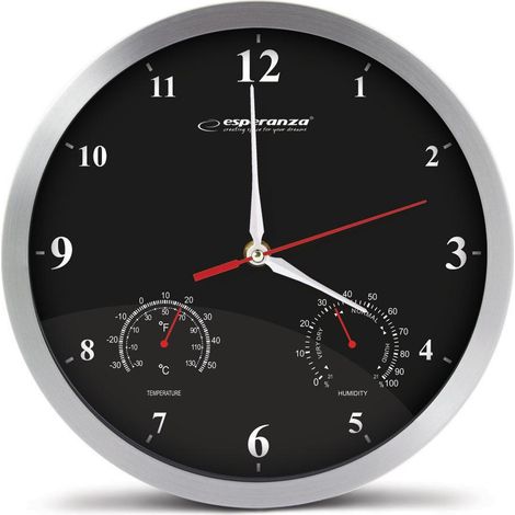 Esperanza Moderne Wanduhr Schwarz 30 cm Aluminium