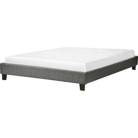 Cama tapizada gris 160 x 200 cm con somier sin cabecero Roanne