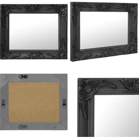 Miroir mural style baroque 50x40 cm noir - Miroir Mural - Miroir Baroque - Décoration Murale - Miroir Vintage - Miroir Rectangle - Home & Living (1/5)