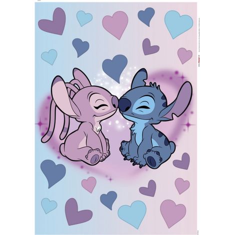 Sticker mural enfant Stitch et Angel – Autocollant décoratif multicolore – Film vinyle – Pose facile sur surfaces lisses – Komar