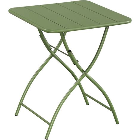 Square Bistro Folding Garden Table - Metal - L60 X W60 X H73.5 cm - Moss Green - Part Assembled