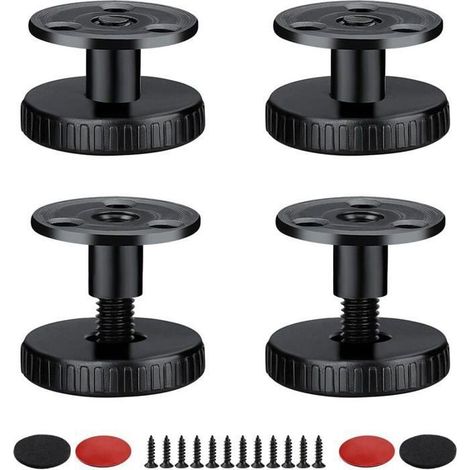 Lot de 4 pieds réglables pour meuble – Hauteur 27 à 40 mm – Charge 100 kg – Perçage ou adhésif (1/5)