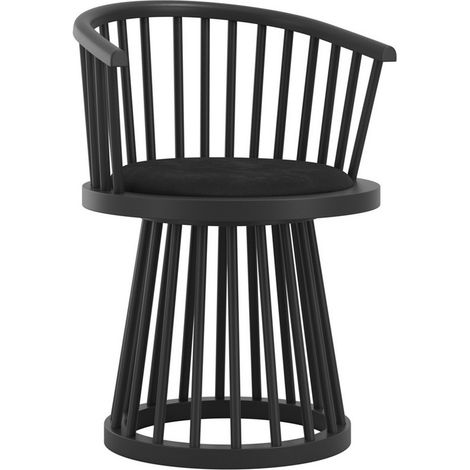 Lina Indoor Dining Chair - Velvet/Wood - L53 x W57 x H78.5 cm - Black/Black - Fully Assembled